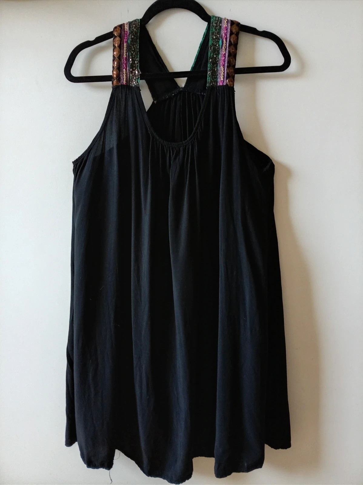 Vestido Negro Boho Chic / Étnico Summer Dress Talla Única / M L