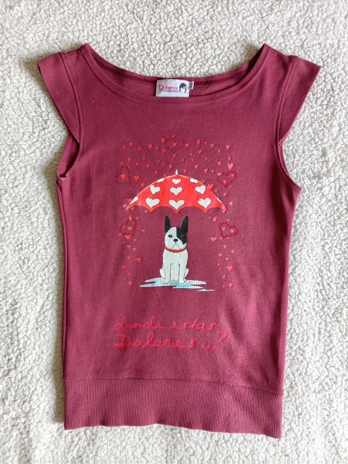 Top Dolores Promesas Burdeos Perro Bulldog Burgundy Top Talla XS SVery Good – Dolores Promesas – taille XS / 34 / 6 4