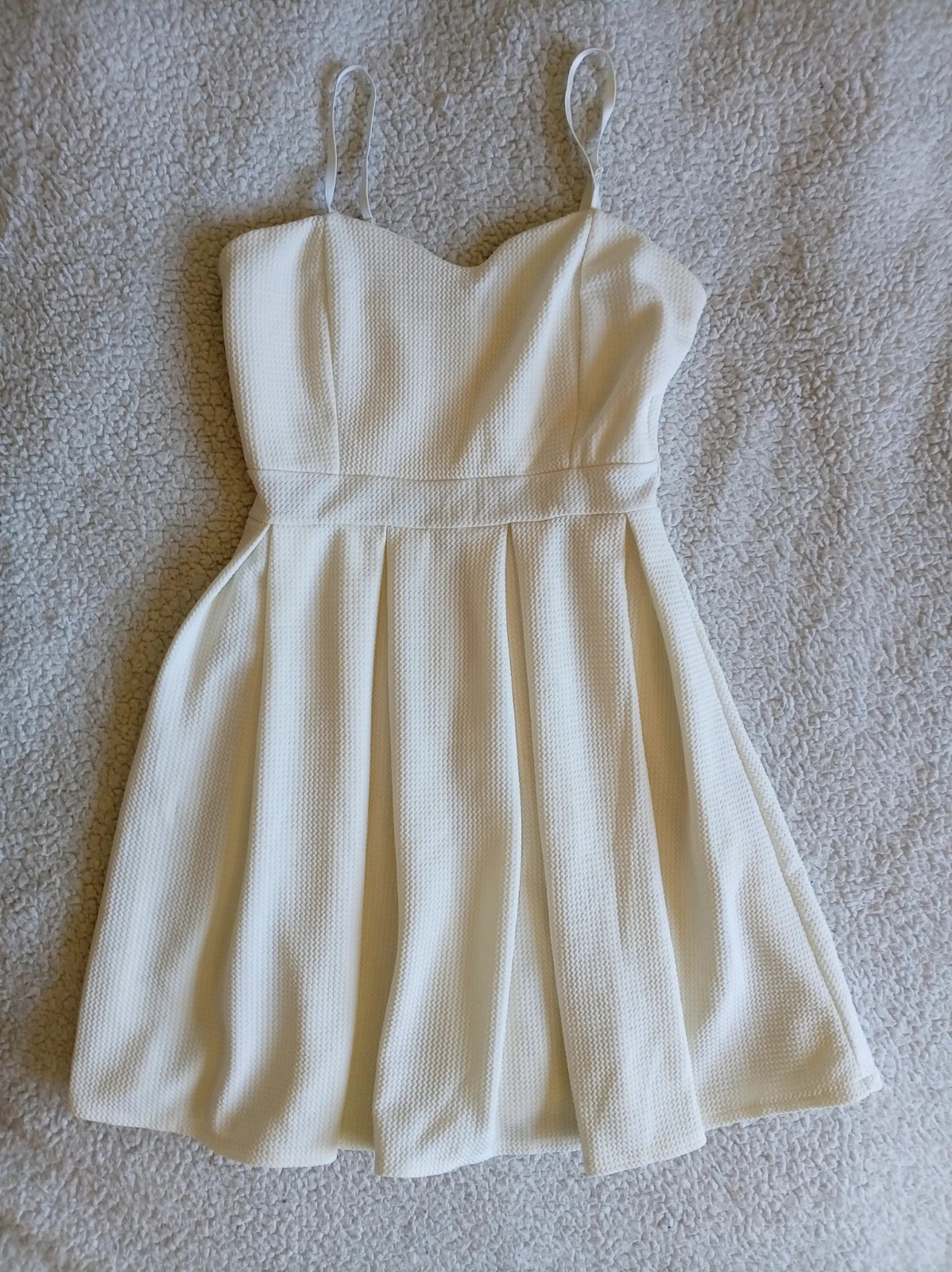 Vestido blanco texturizado White Skater Dress Robe blanche M – Blanco – taille M / 38 / 10 2