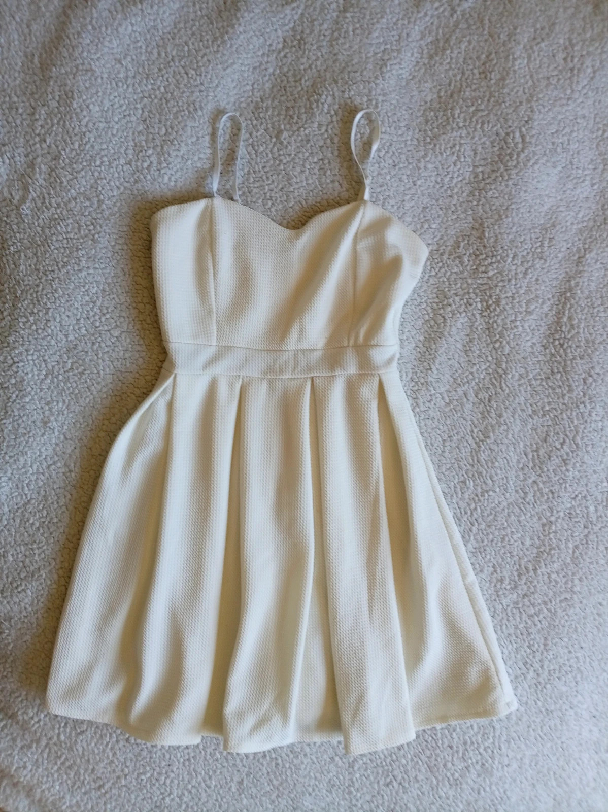 Vestido blanco texturizado White Skater Dress Robe blanche M
