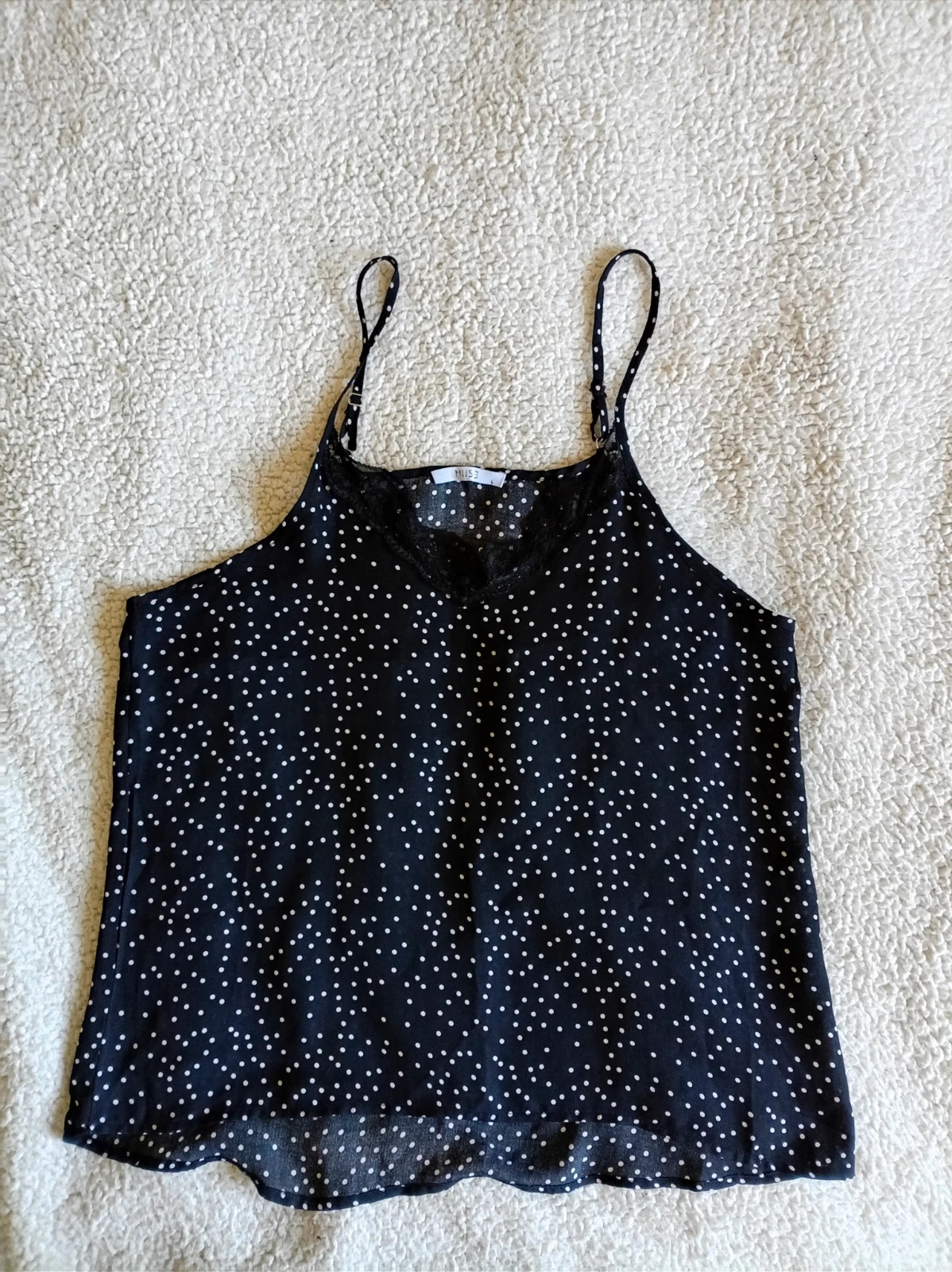 Top lunares y encaje Polka Dot Lace Top / Caraco pois dentelle Muse talla M L