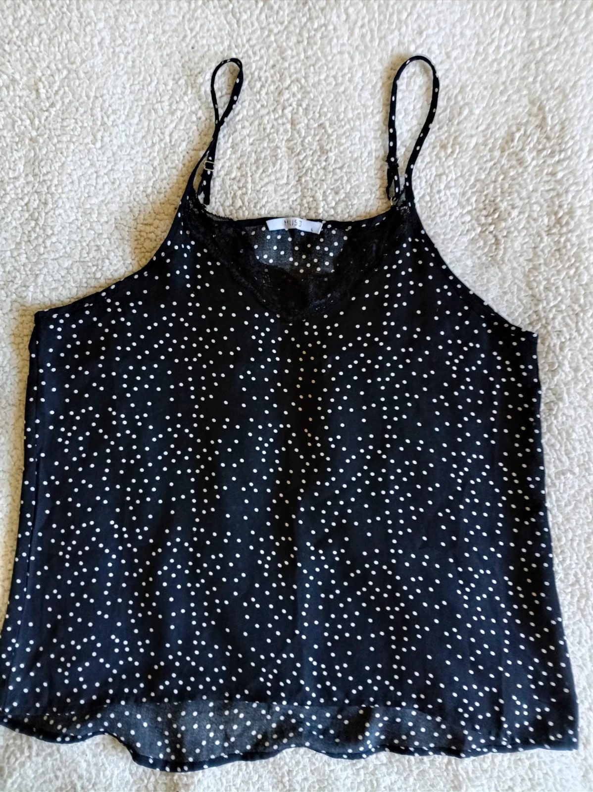 Top lunares y encaje Polka Dot Lace Top / Caraco pois dentelle Muse talla M L – Muse – taille L / 40 / 12 4