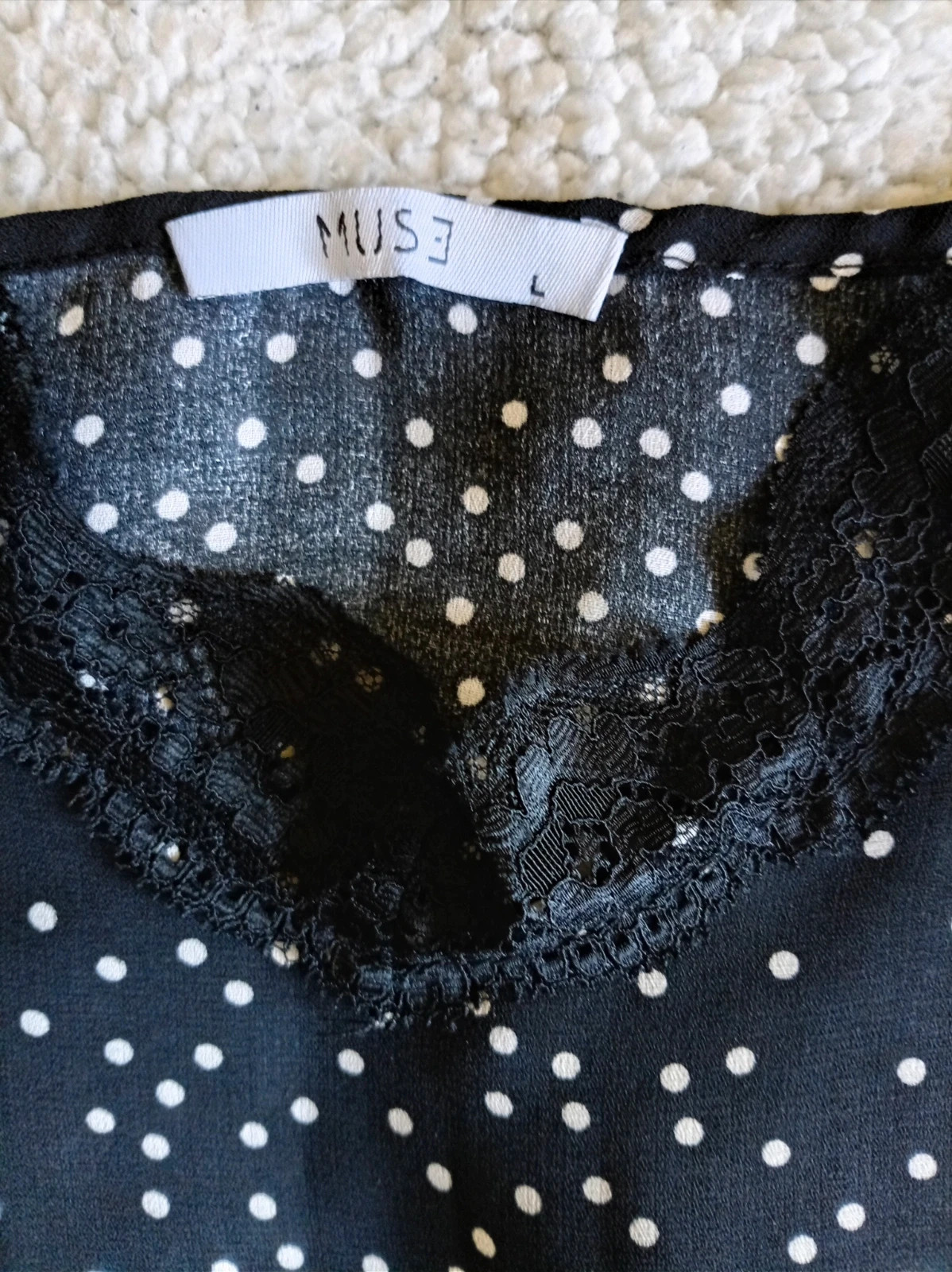 Top lunares y encaje Polka Dot Lace Top / Caraco pois dentelle Muse talla M L – Muse – taille L / 40 / 12 2