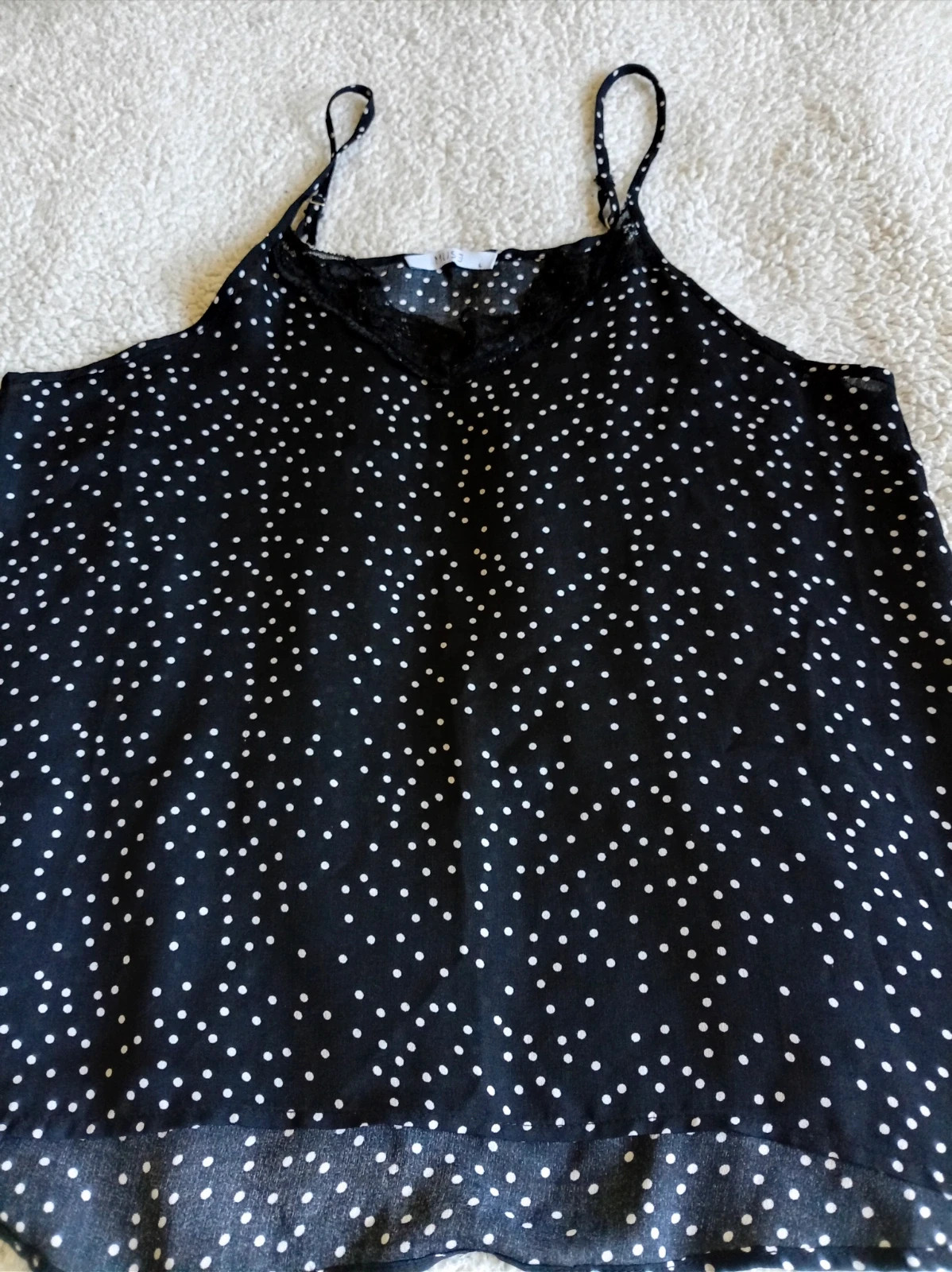 Top lunares y encaje Polka Dot Lace Top / Caraco pois dentelle Muse talla M L – Muse – taille L / 40 / 12 3