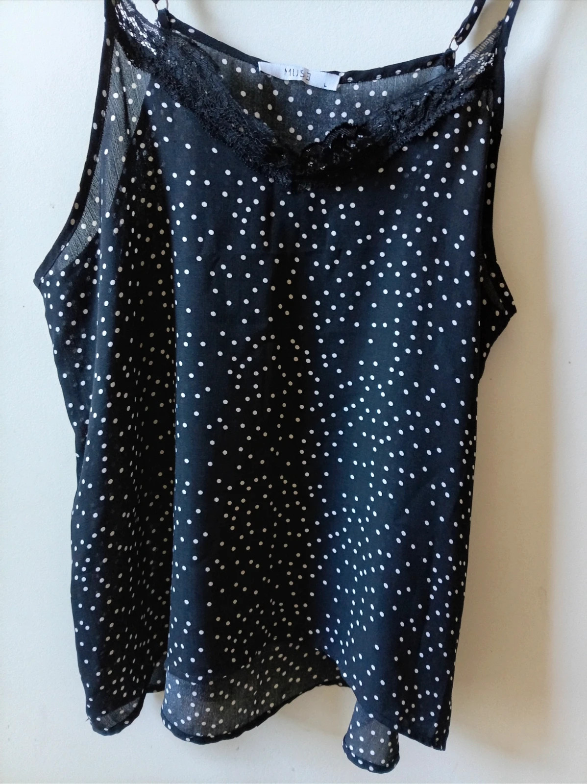 Top lunares y encaje Polka Dot Lace Top / Caraco pois dentelle Muse talla M L – Muse – taille L / 40 / 12 5