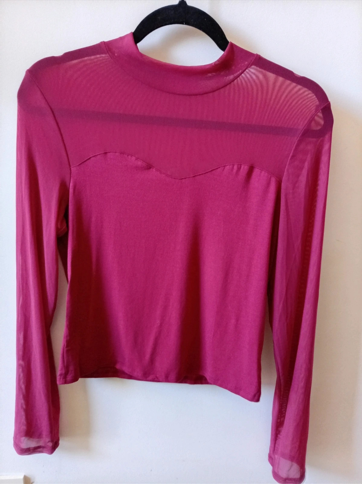 Top burdeos con transparencias escote corazon Shein Talla L – Shein – taille L / 40 / 12