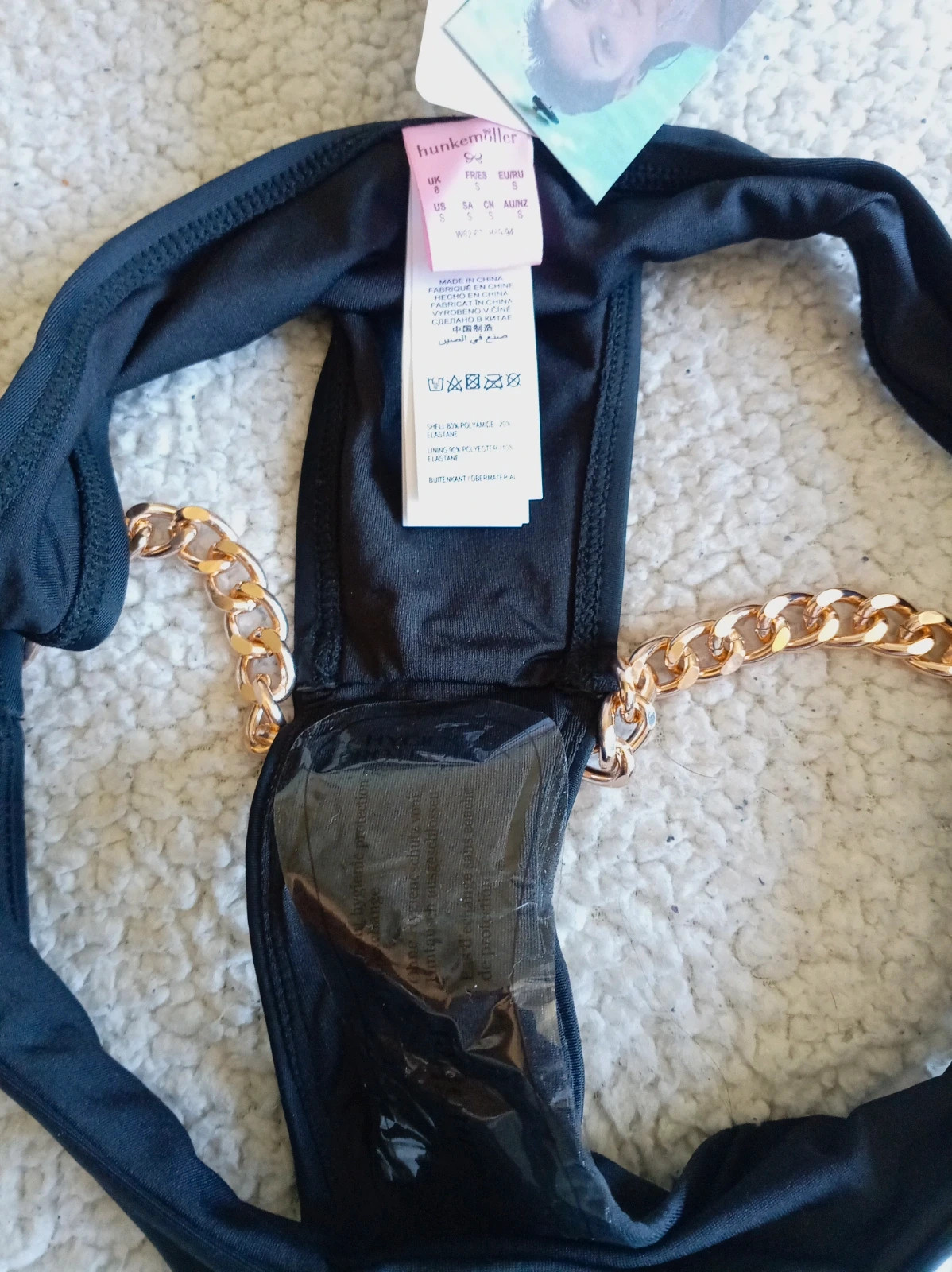 Bikini brasileño Hunkemöller Negro con Cadena Dorada talla S M Nuevo con etiquetas – Hunkemöller – taille S / 36 / 8 4