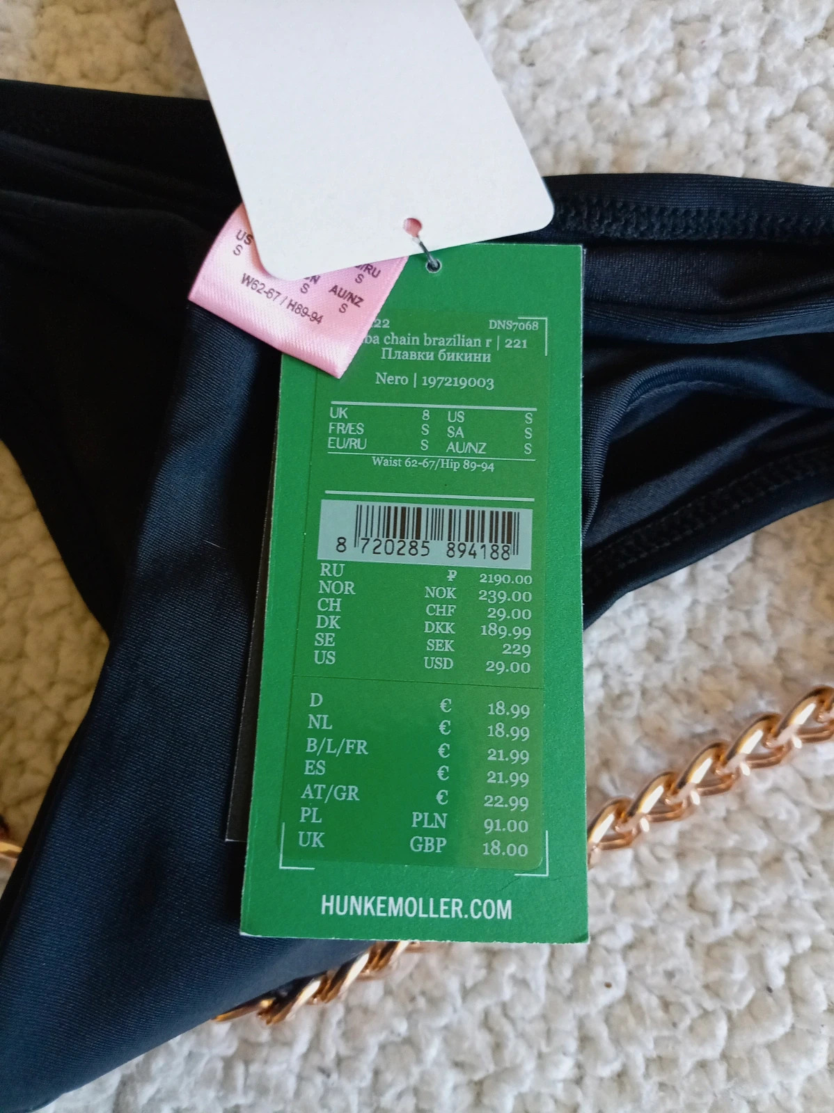 Bikini brasileño Hunkemöller Negro con Cadena Dorada talla S M Nuevo con etiquetas – Hunkemöller – taille S / 36 / 8 2