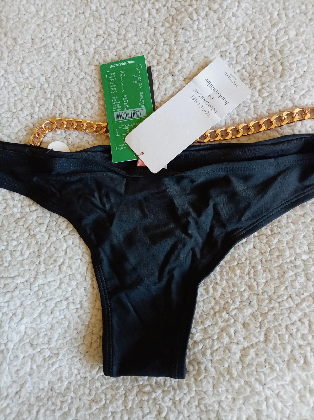 Bikini brasileño Hunkemöller Negro con Cadena Dorada talla S M Nuevo con etiquetas – Hunkemöller – taille S / 36 / 8 5