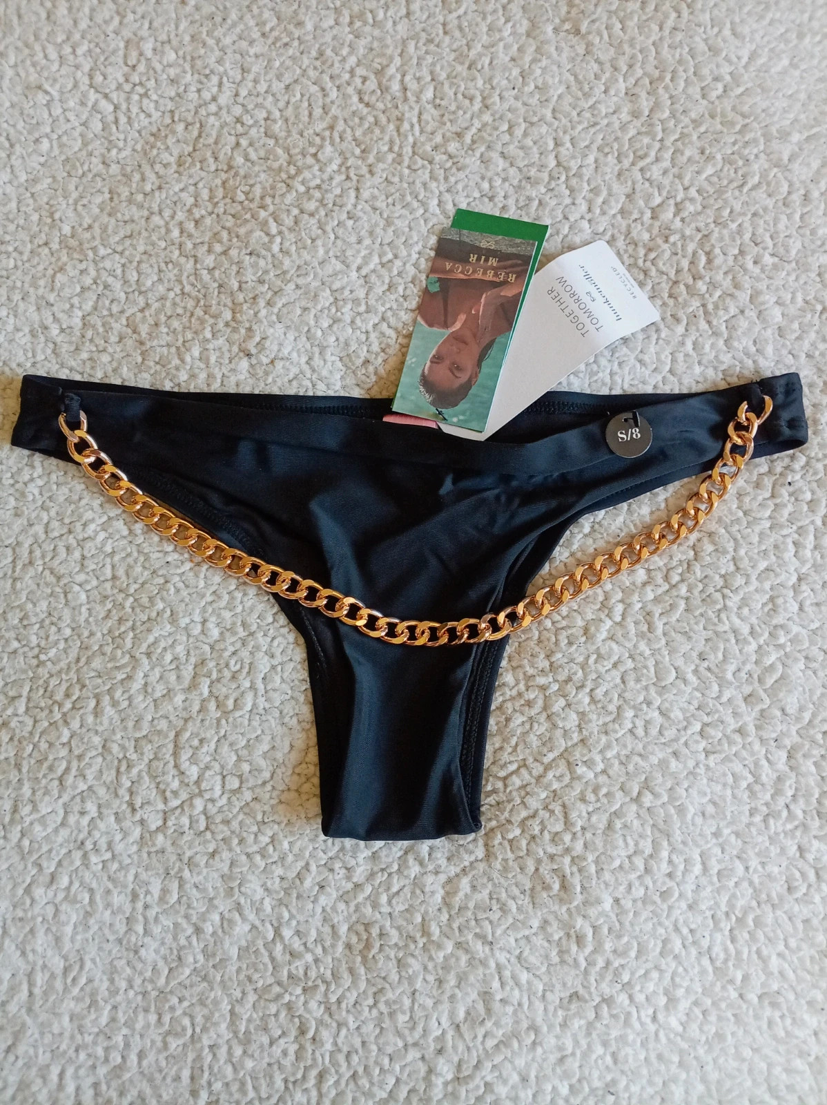 Bikini brasileño Hunkemöller Negro con Cadena Dorada talla S M Nuevo con etiquetas