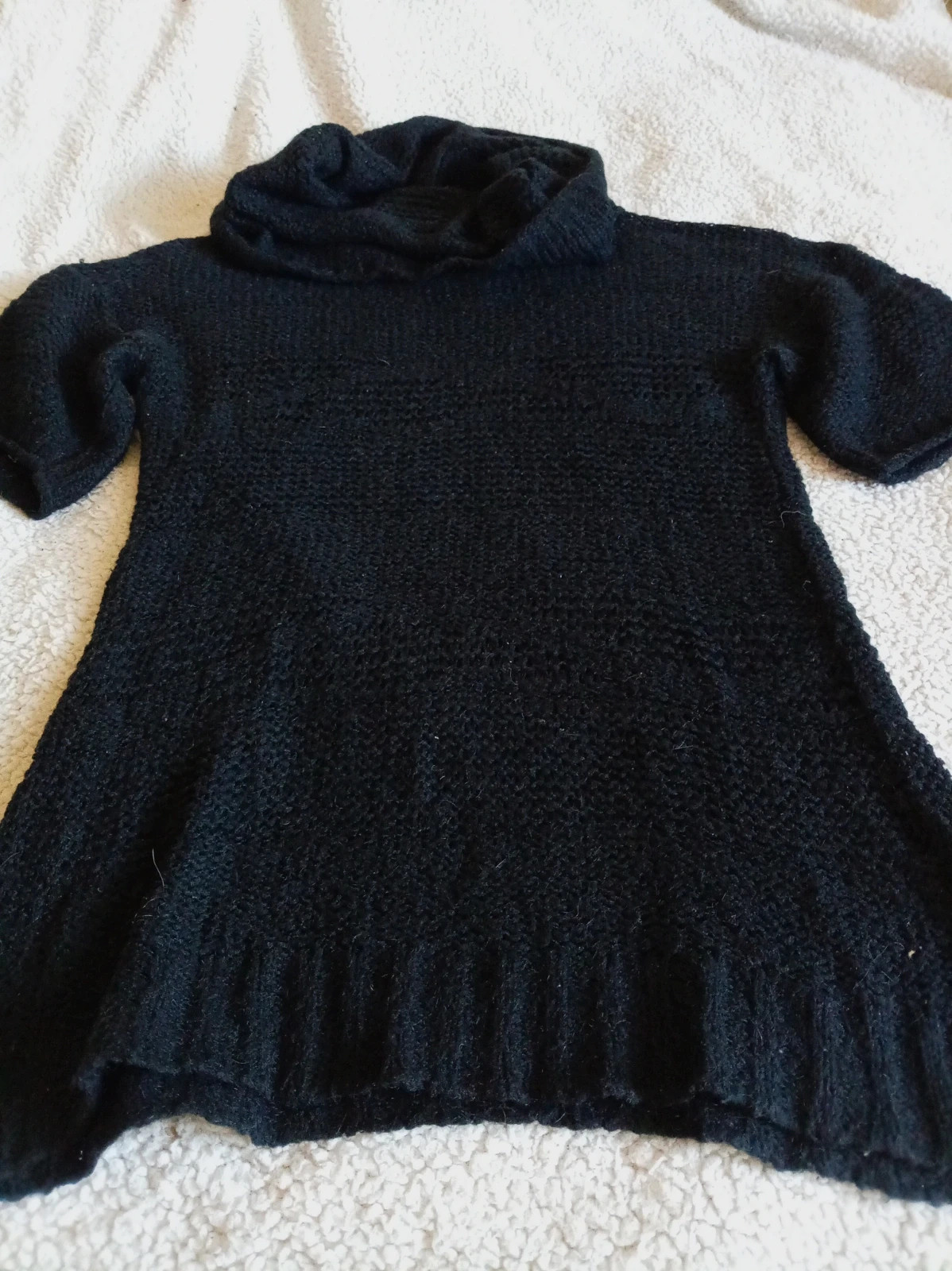 Jersey largo de punto calado Pimkie negro - Cuello vuelto - Talla M/L – Pimkie – taille M / 38 / 10 4