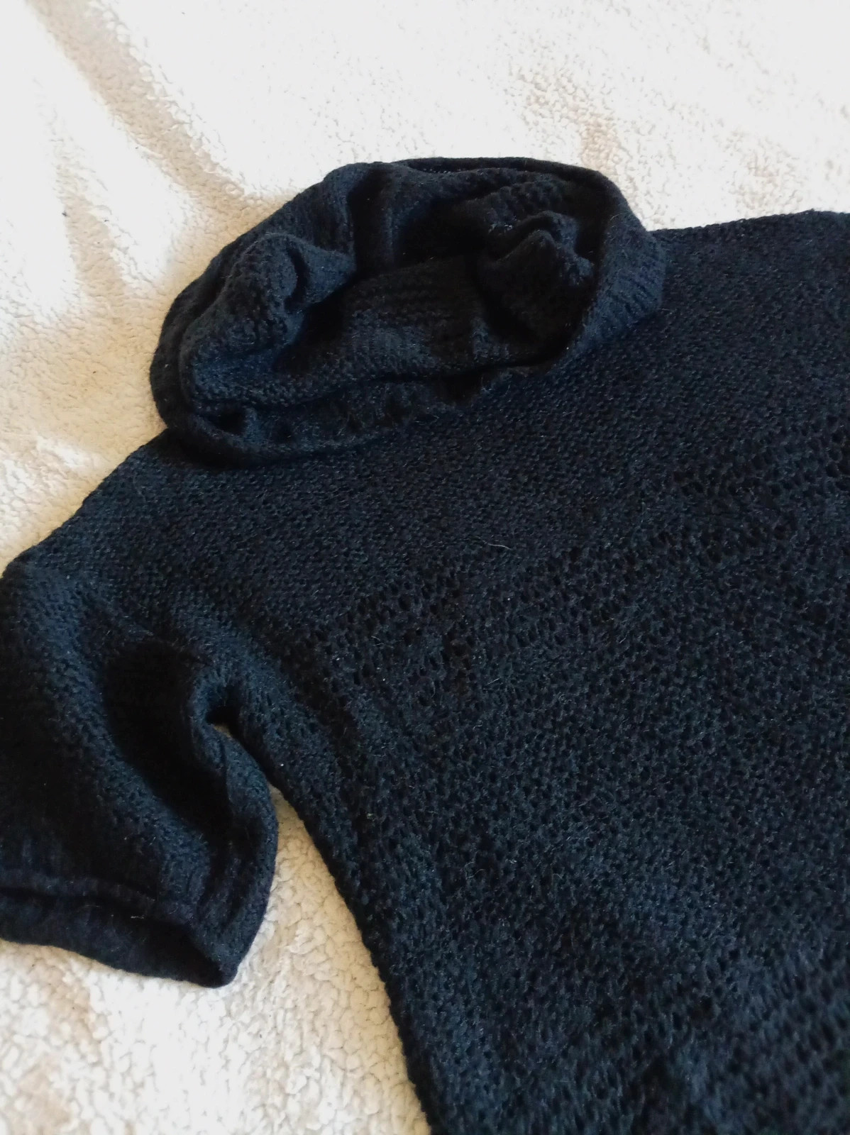 Jersey largo de punto calado Pimkie negro - Cuello vuelto - Talla M/L – Pimkie – taille M / 38 / 10 2