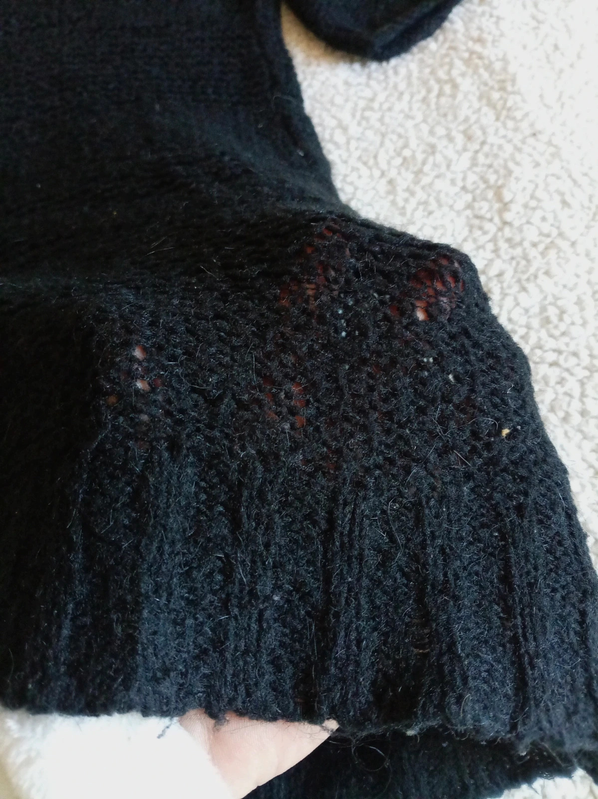 Jersey largo de punto calado Pimkie negro - Cuello vuelto - Talla M/L – Pimkie – taille M / 38 / 10 3