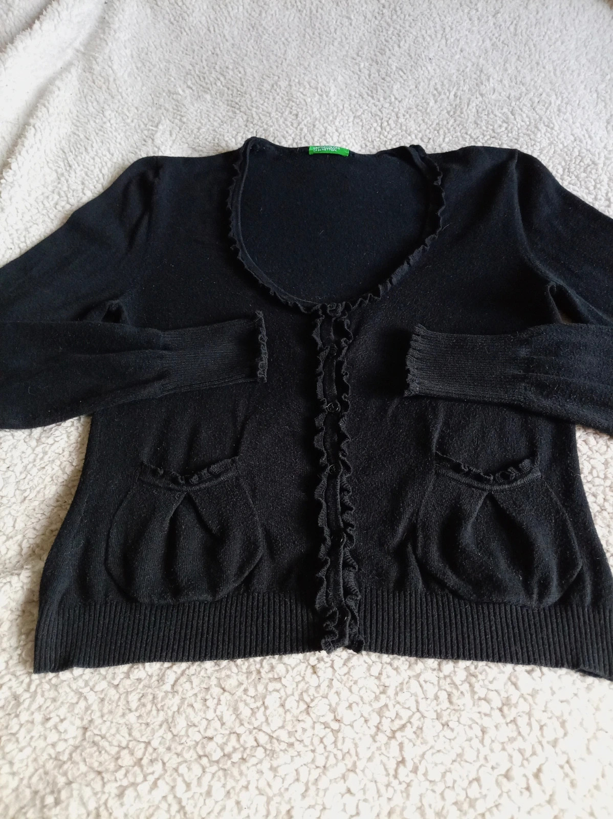 Cárdigan negro de United Colors of Benetton con volantes - Talla S/M