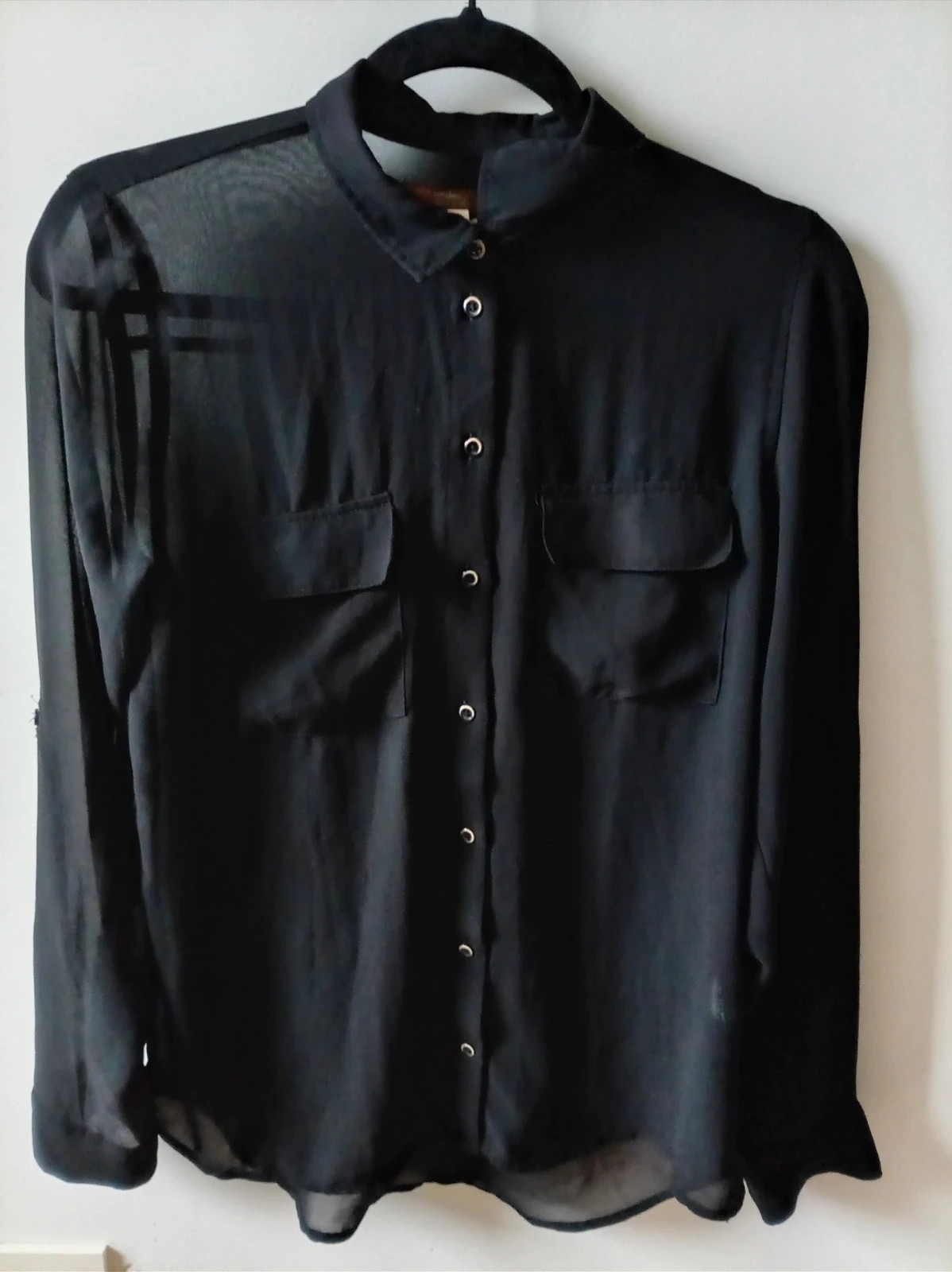 Camisa negra transparente Bershka Black Sheer Blouse M – Bershka – taille M / 38 / 10 4