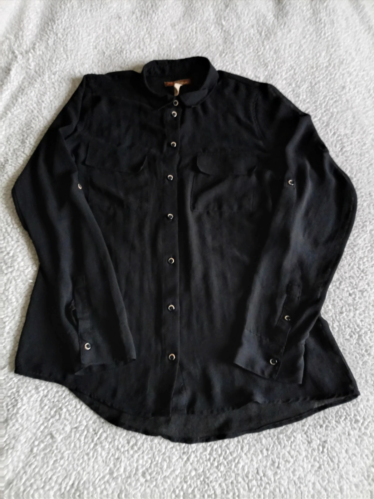 Camisa negra transparente Bershka Black Sheer Blouse M – Bershka – taille M / 38 / 10 5