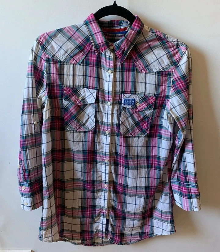 Camisa Cuadros Superdry Plaid Shirt • Chemise Bûcheron Rose M