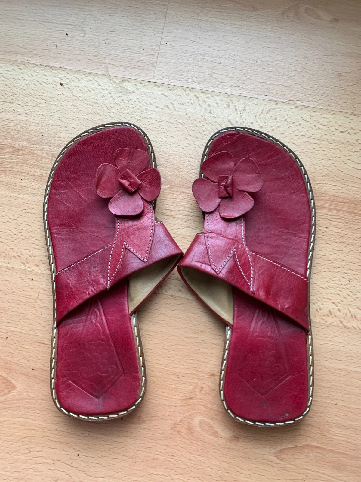 Sandalias cuero rosa N37
