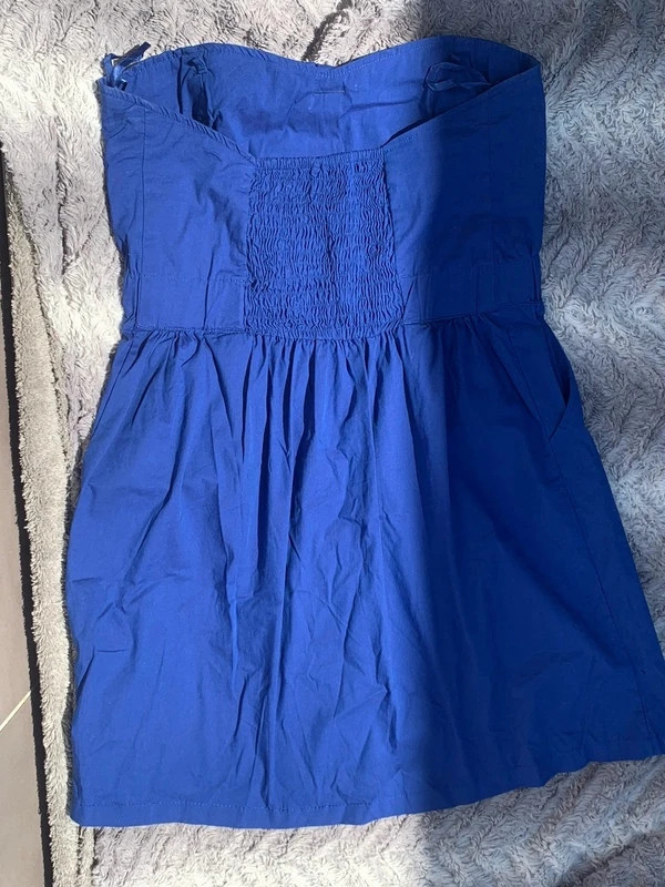 Vestido palabra de honor azul lazo T.L – Bershka – taille L / 40 / 12 3