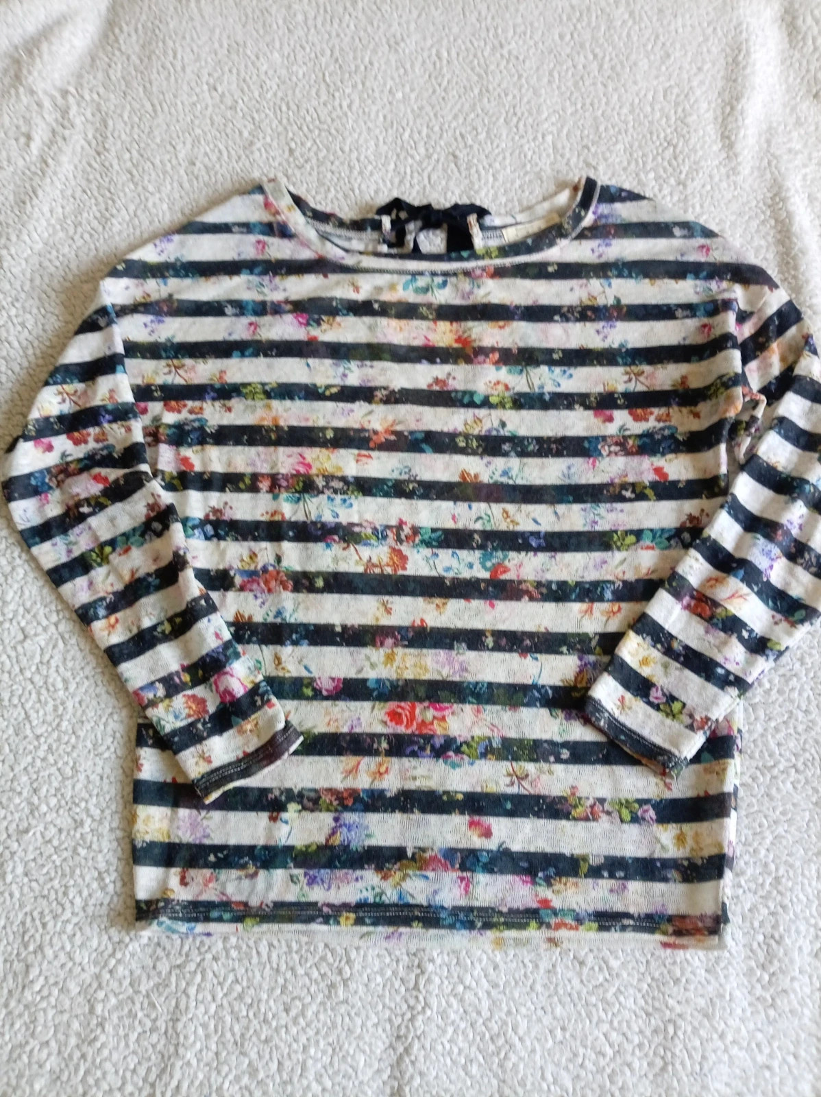 Camiseta Rayas Flores Bershka Striped Floral Top Talla M – Bershka – taille M / 38 / 10
