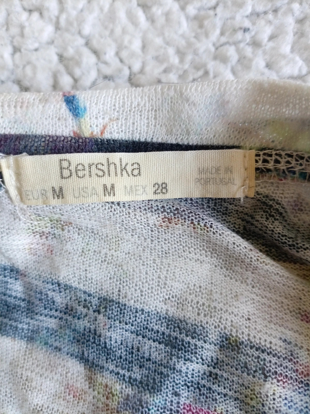 Camiseta Rayas Flores Bershka Striped Floral Top Talla M – Bershka – taille M / 38 / 10 5