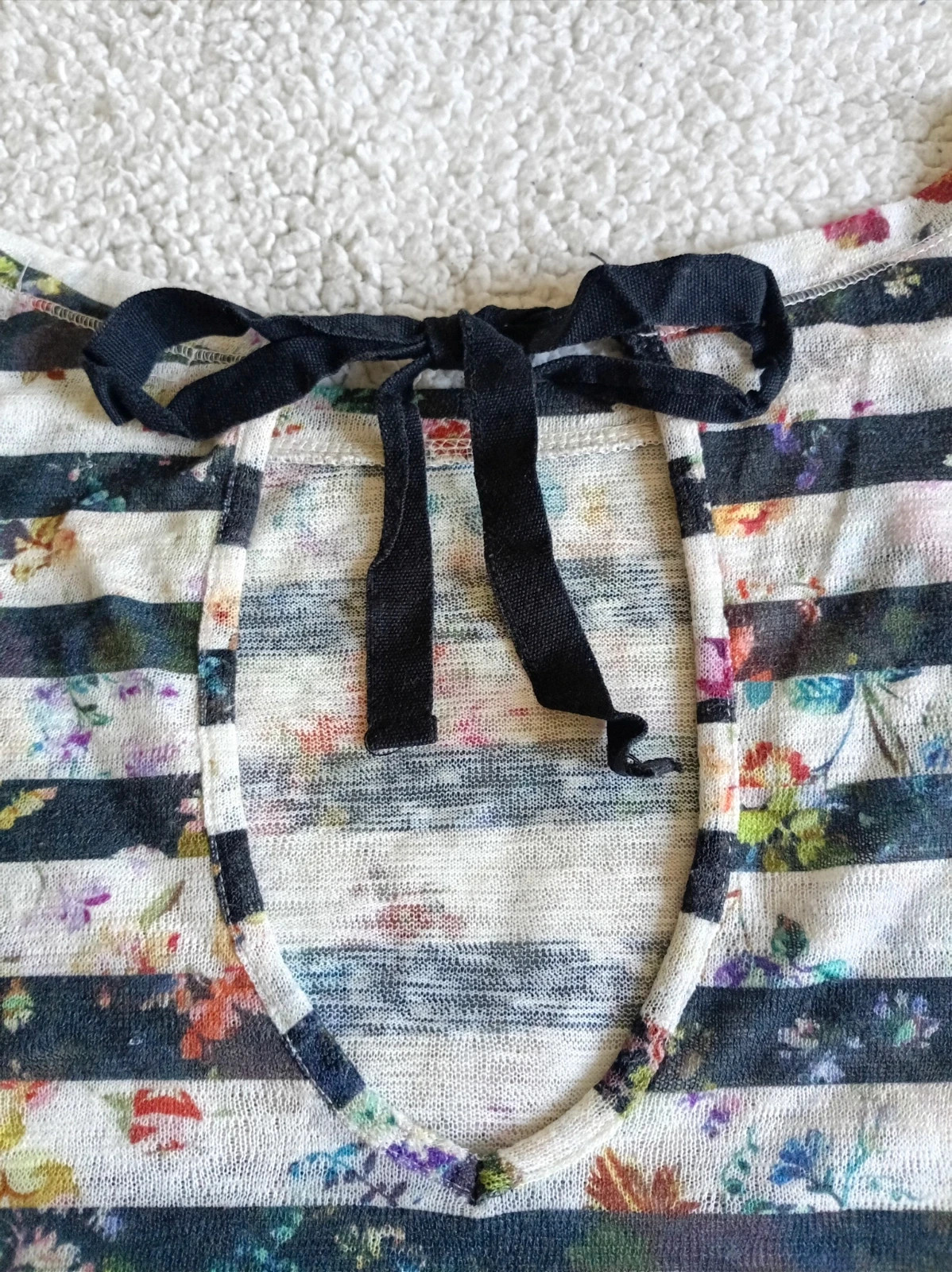 Camiseta Rayas Flores Bershka Striped Floral Top Talla M – Bershka – taille M / 38 / 10 2