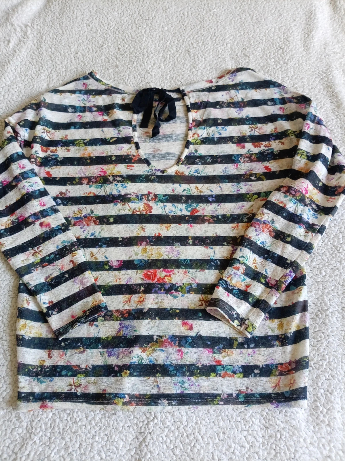 Camiseta Rayas Flores Bershka Striped Floral Top Talla M – Bershka – taille M / 38 / 10 4