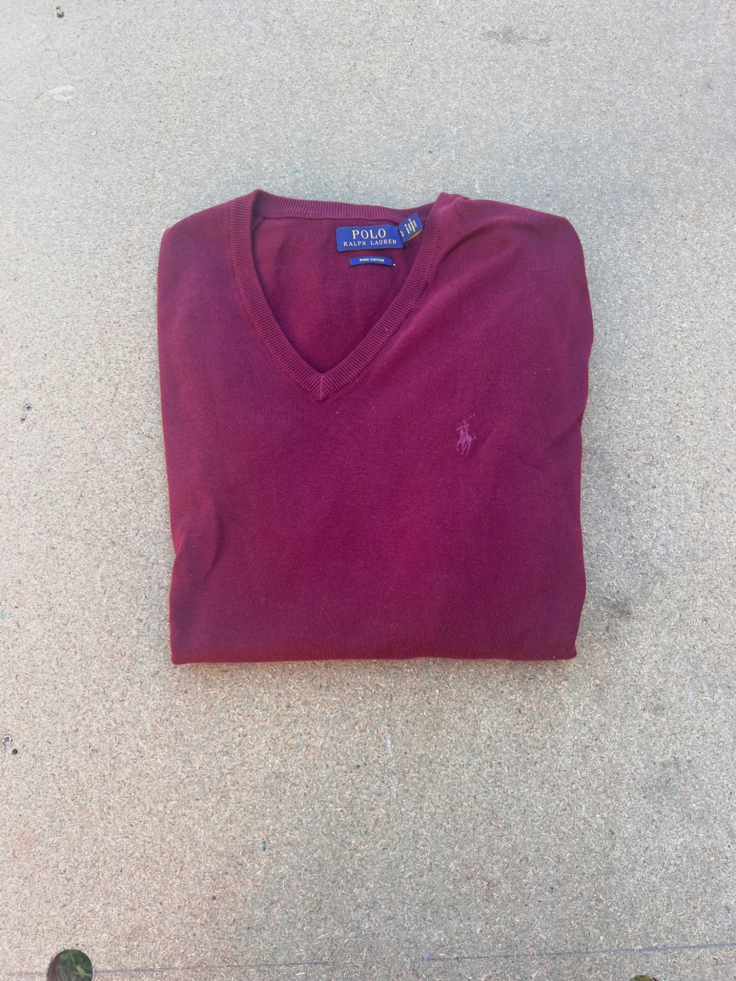 Pull col V Polo Ralph Lauren bordeaux taille L