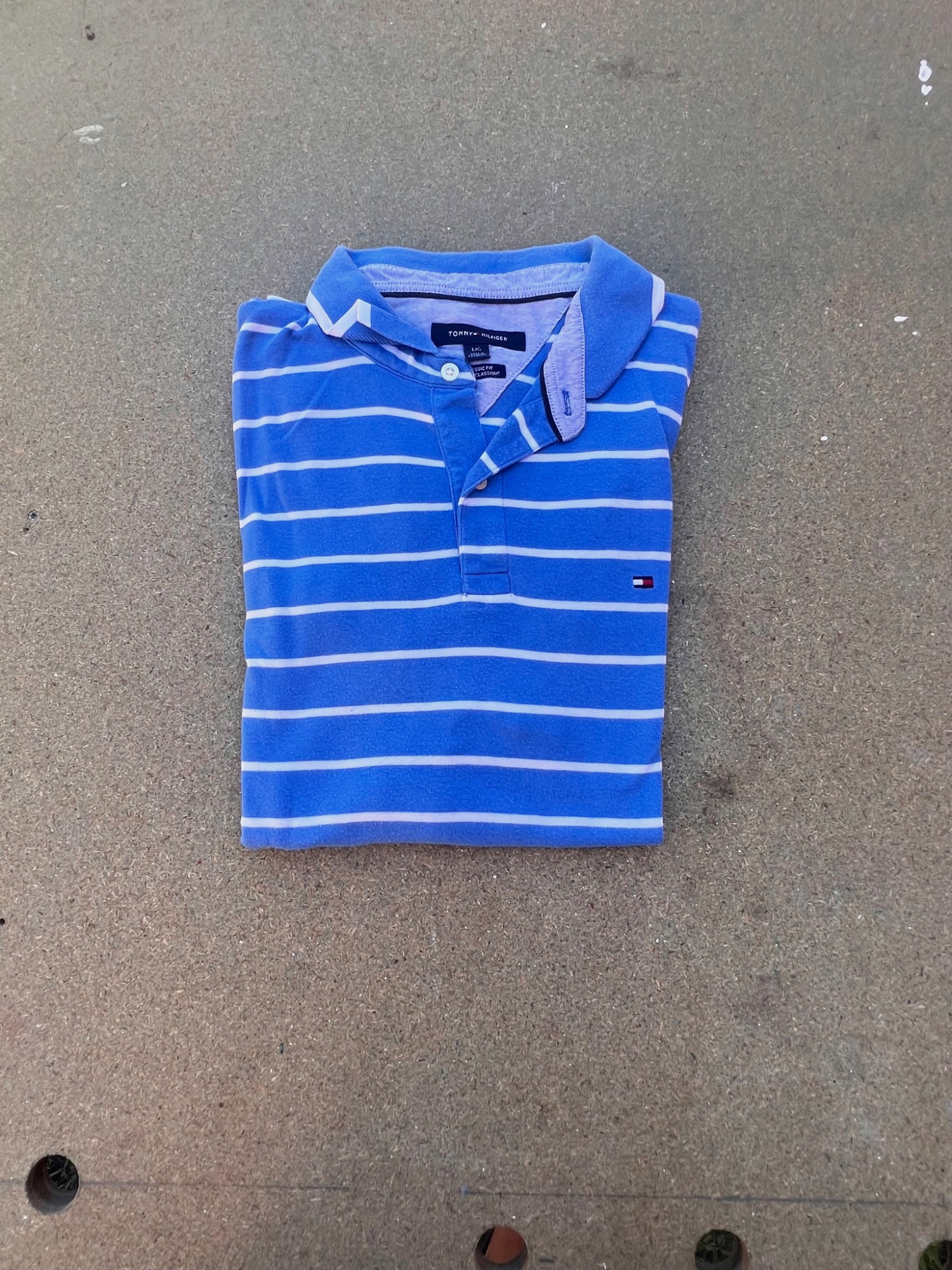 Polo rayé bleu Tommy Hilfiger taille L