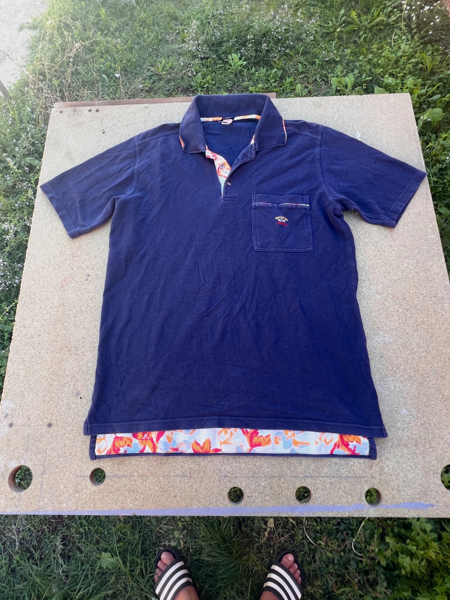 Polo Paul & Shark bleu marine à détails floraux