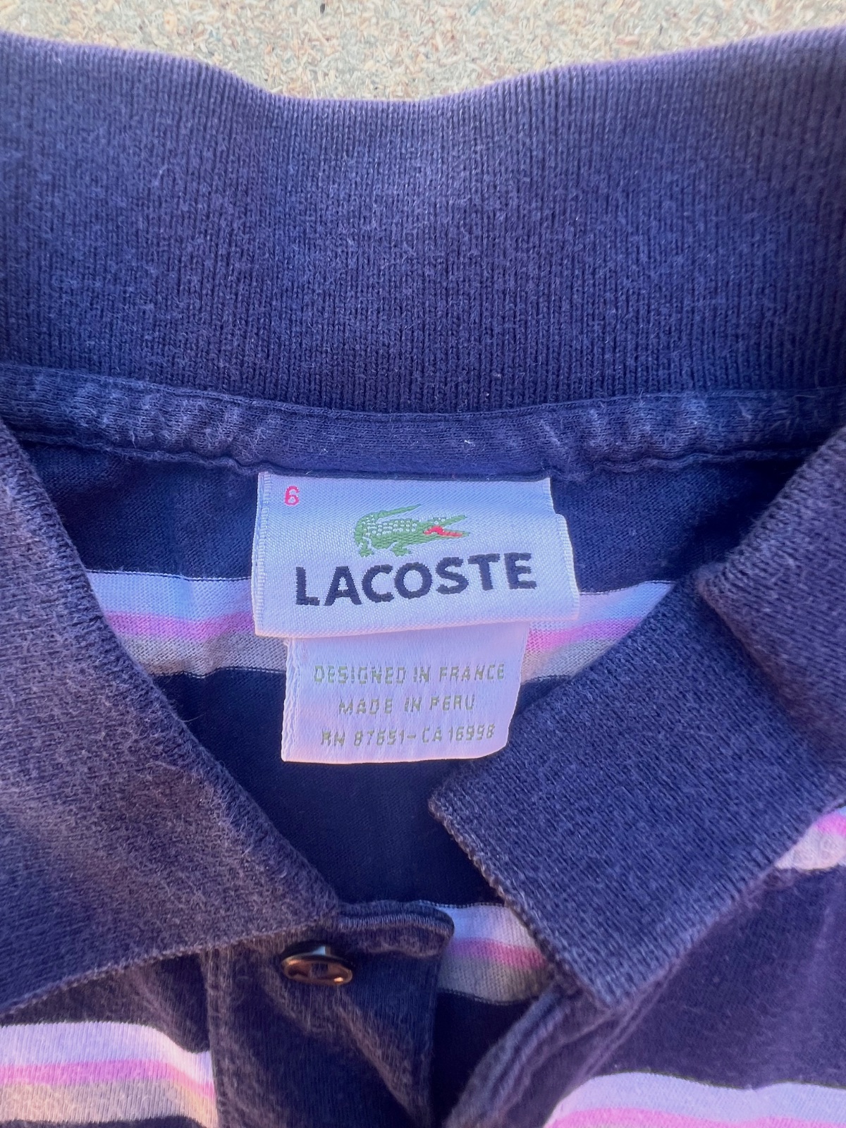 Polo rayé Lacoste bleu marine – Lacoste – taille XL 5