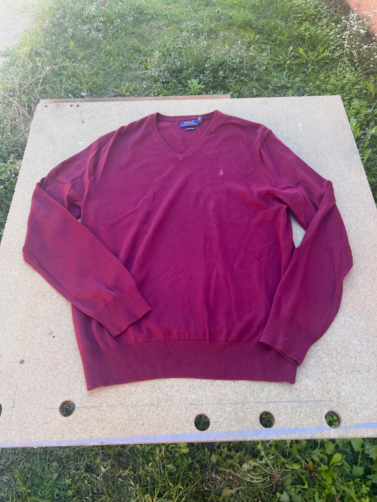 Pull col V Polo Ralph Lauren bordeaux taille L – Polo Ralph Lauren – taille L 2