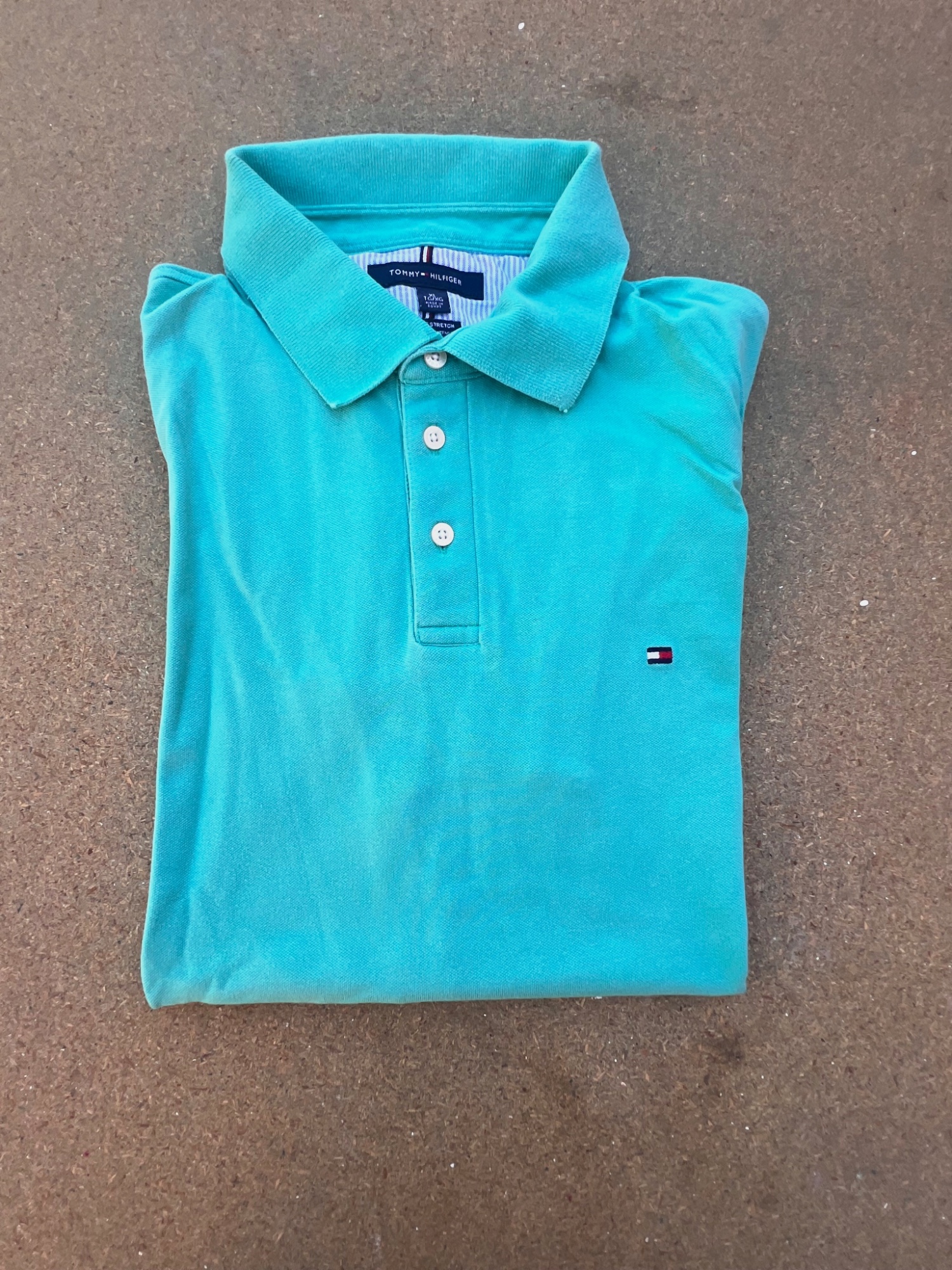 Polo Tommy Hilfiger turquoise à manches courtes