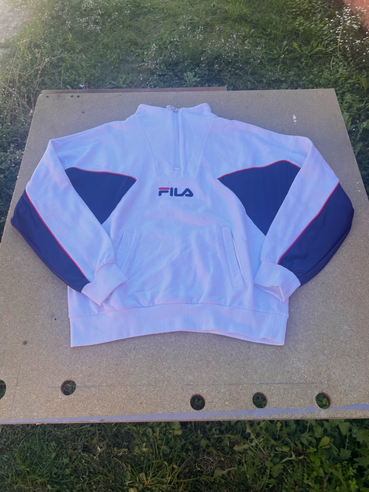 Sweat col zippé Fila blanc et bleu – Fila – taille S 2
