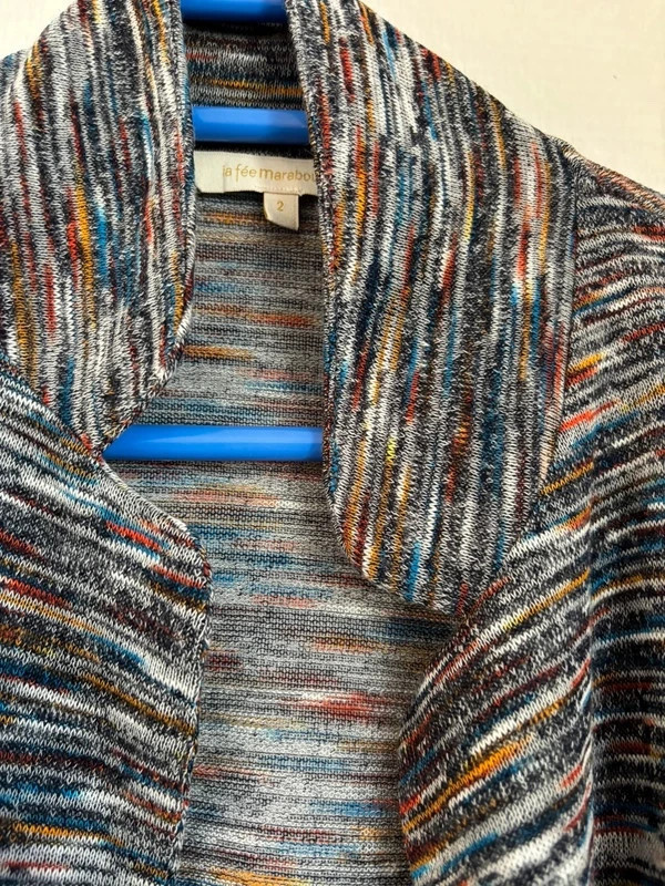 Cardigan long chiné multicolore – La Fee Maraboutee – taille M / 38 / 10 4