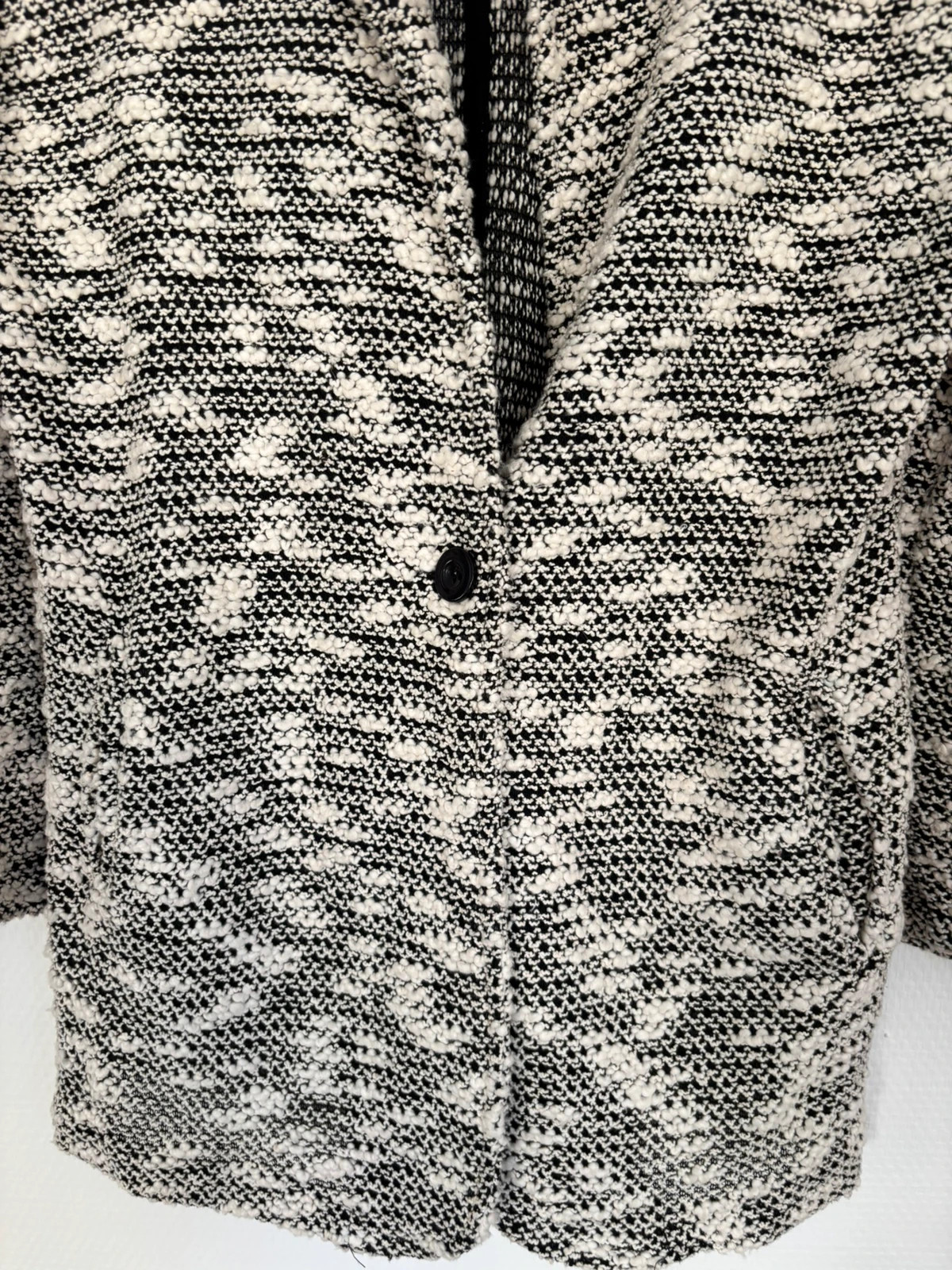 Veste longue bouclée noir et écru – Zt Hippie – taille M / 38 / 10 3