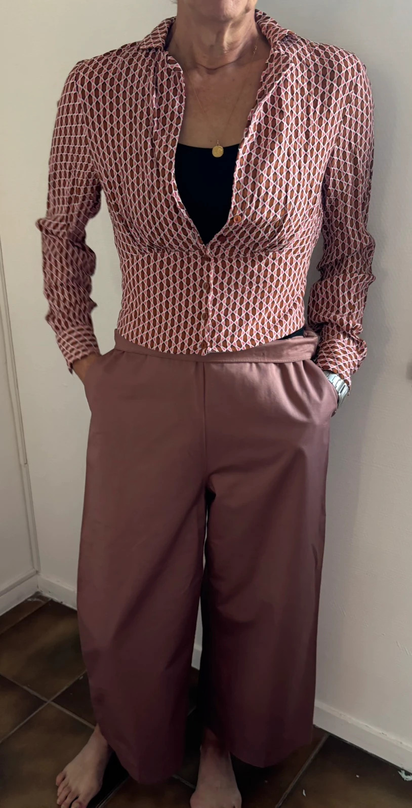 Ensemble chic pantalon large et chemisier cintré – Camaïeu – taille L / 40 / 12 2