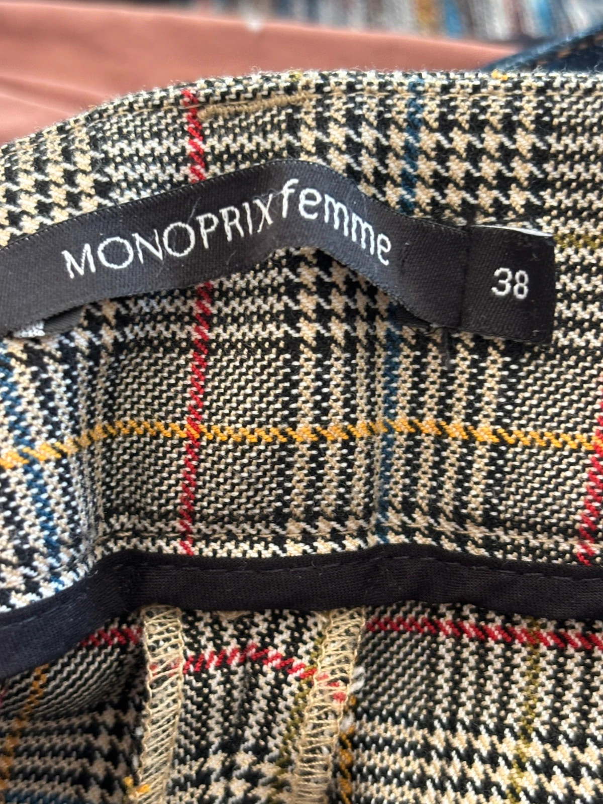 Pantalon à carreaux esprit vintage – Monoprix – taille M / 38 / 10 4