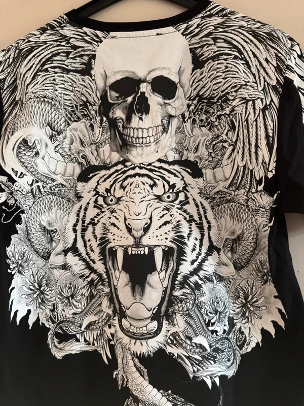 Tee-shirt graphique tigre & crâne – PRIVATE LABEL – taille S 2
