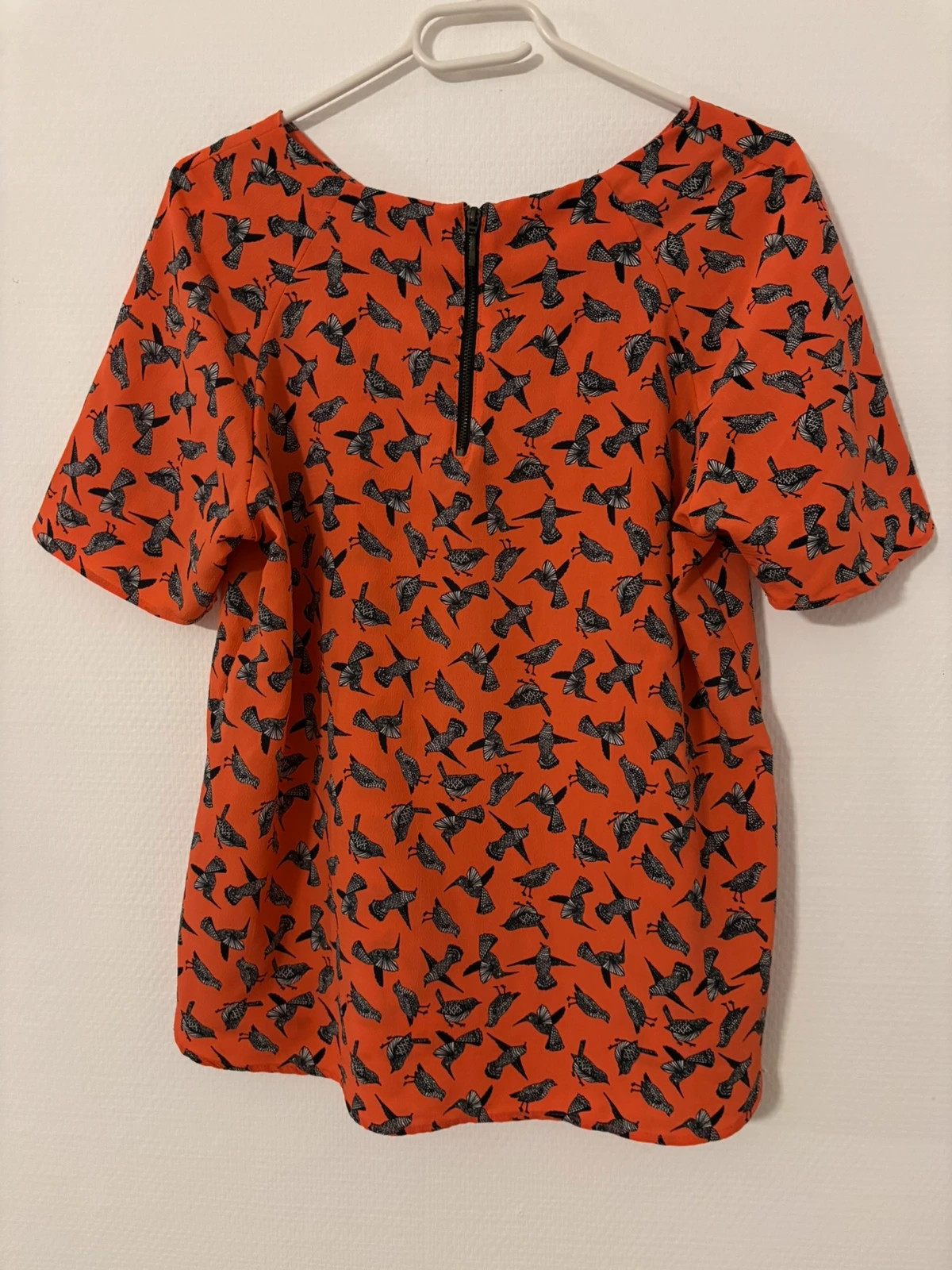 Tunique orange imprimé oiseaux – Camaïeu – taille M / 38 / 10 2