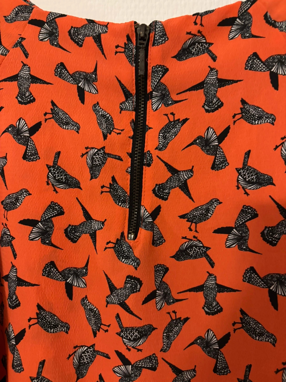 Tunique orange imprimé oiseaux – Camaïeu – taille M / 38 / 10 3