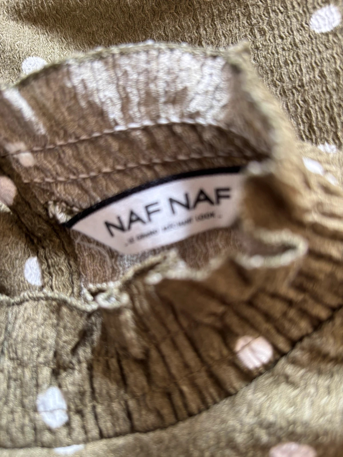 Haut kaki à pois blancs – Naf Naf – taille XL / 42 / 14 4