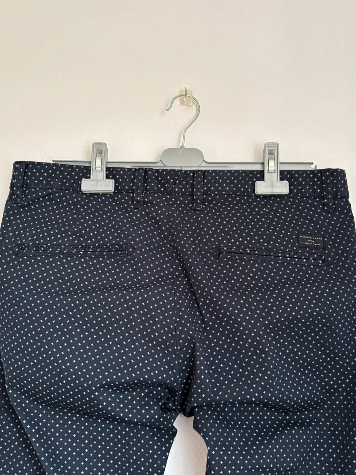 Pantalon chino bleu marine à micro-motifs – Selected Homme – taille W34 | FR 44 3