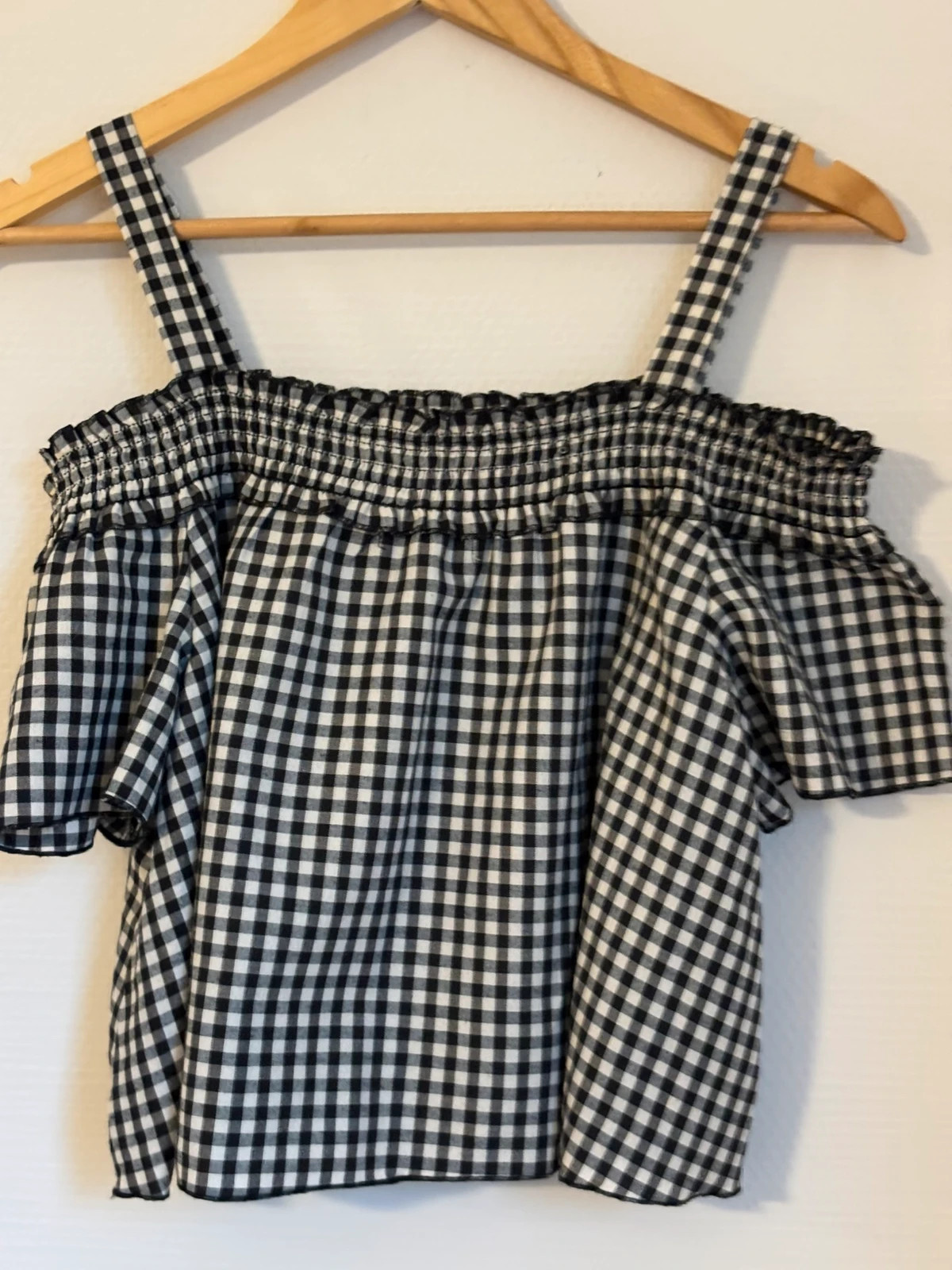 Blouse épaules dénudées à carreaux vichy – Mango – taille M / 38 / 10 2