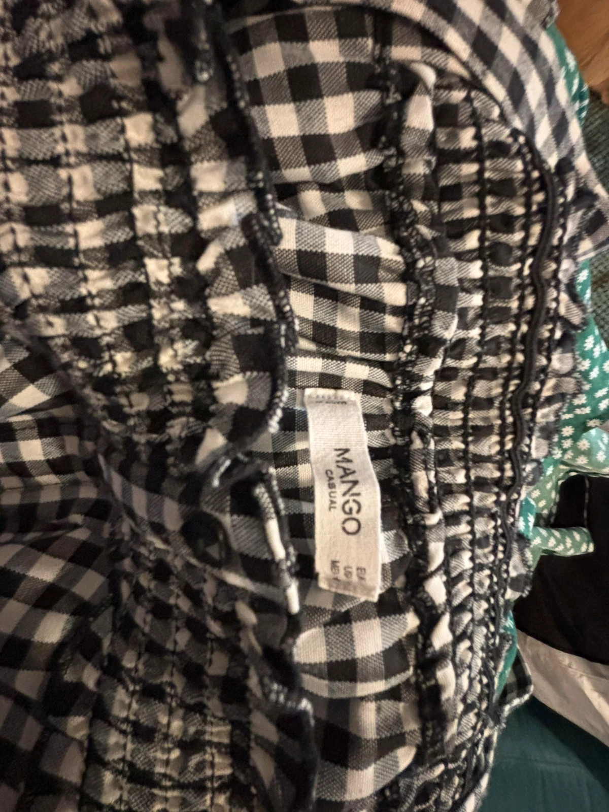 Blouse épaules dénudées à carreaux vichy – Mango – taille M / 38 / 10 5