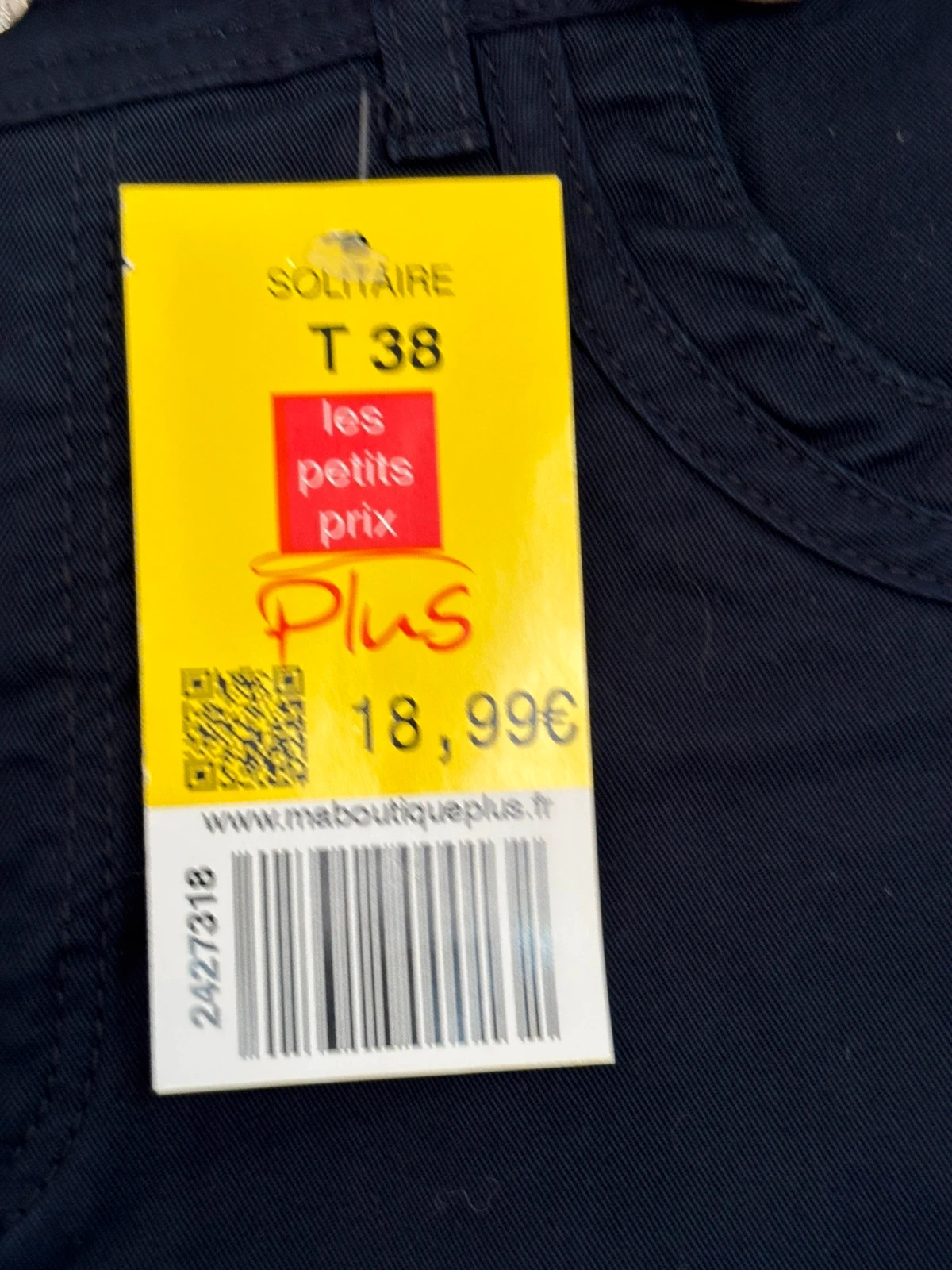 Pantalon chino bleu marine – Solitaire – taille M / 38 / 10 4