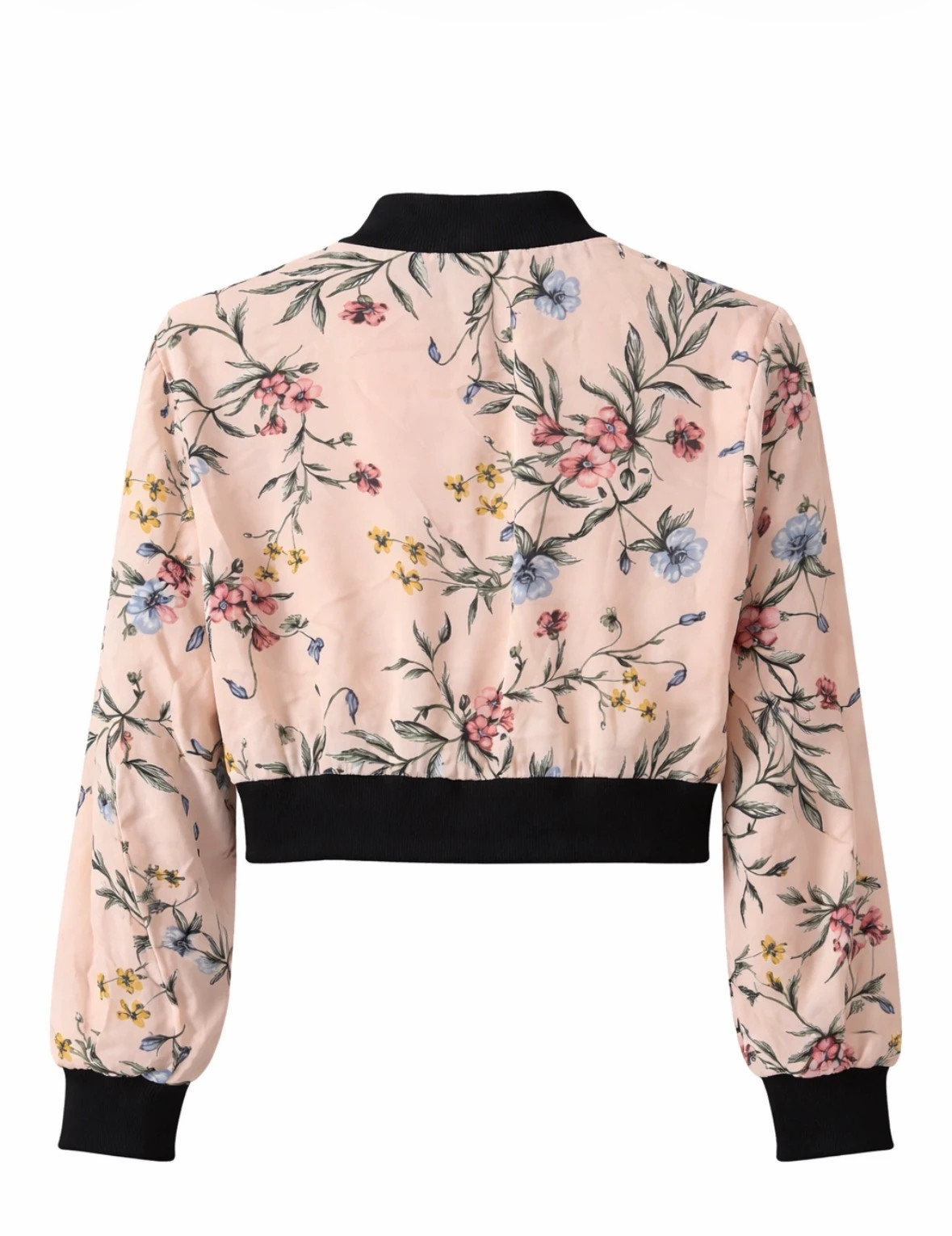 Bomber court fleuri rose stylé – Orcelly – taille L / 40 / 12 2
