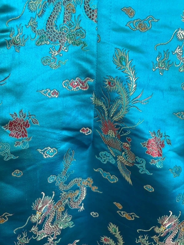 Robe style chinois satin turquoise motifs dragon – Si Jolie – taille XL / 42 / 14 4
