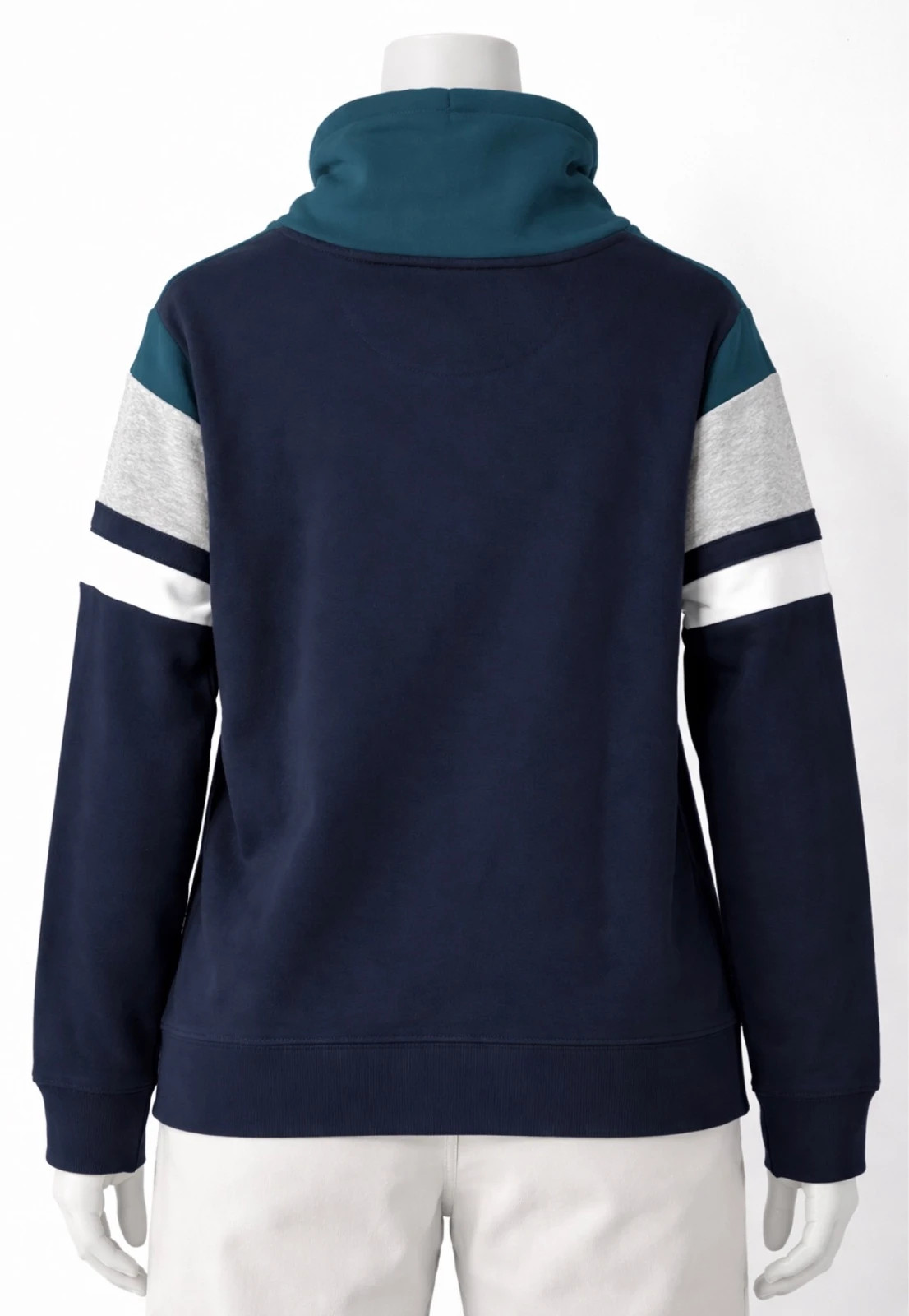 Sweat capuche Jules bleu vert bandes style sport – Jules – taille S 2