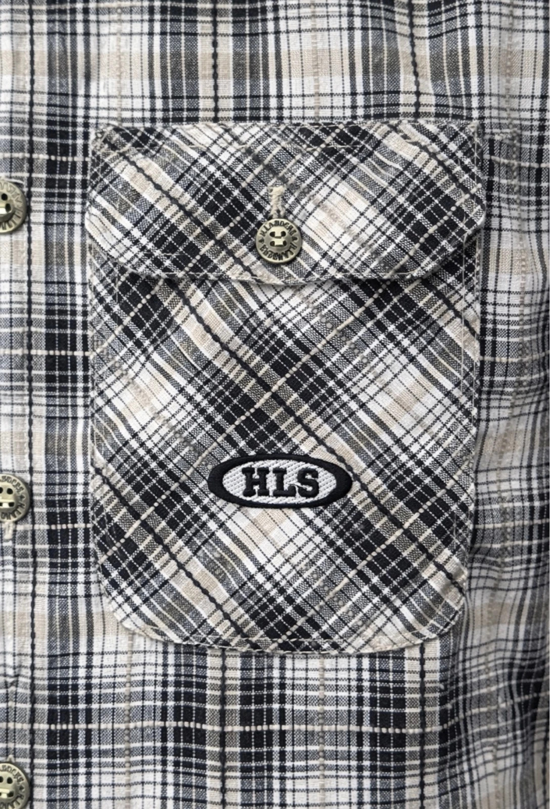 Chemise à carreaux gris noir style workwear street tendance – H-Landers – taille L 2